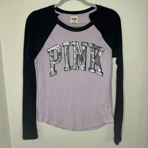 PINK Victoria's Secret Lavender and Black Tee